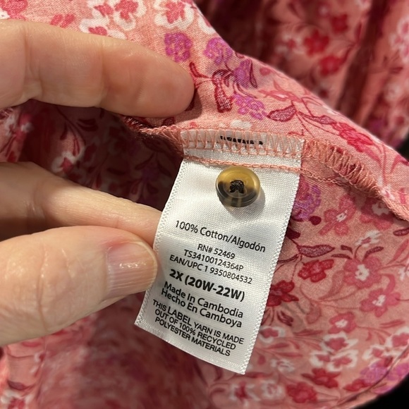 NWT Terra & Sky Cotton Smock Button Front Floral Peasant Dress Size 2X - Picture 12 of 12